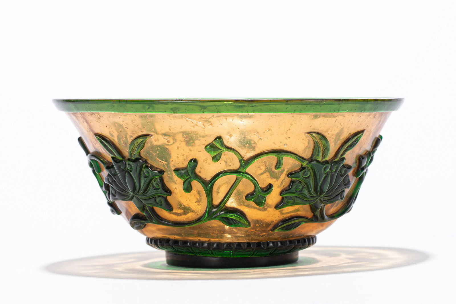 A CHINESE COLOURED GLAZE FLOWERS BOWL (1 of 10)