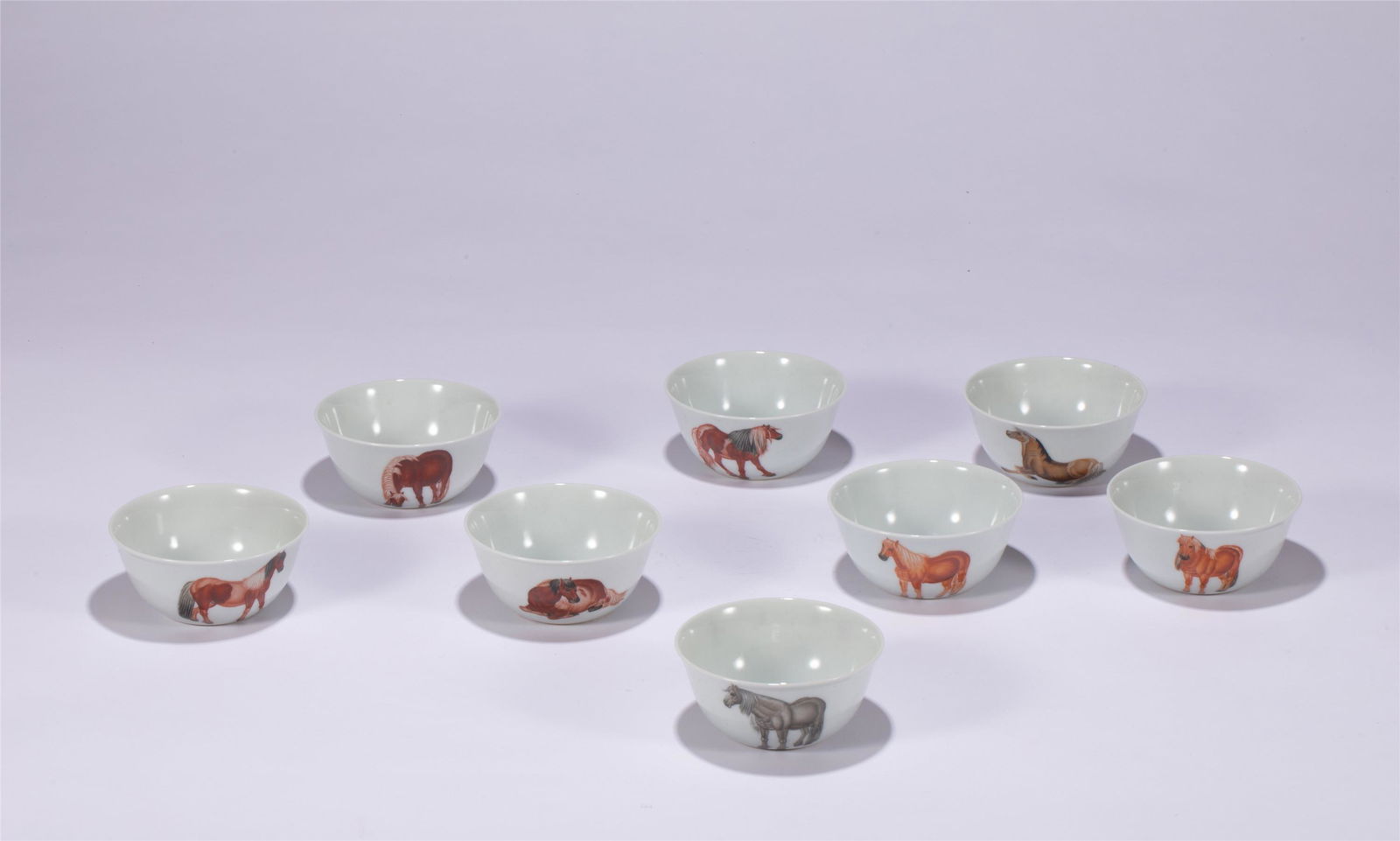 A SET OF CHINESE EIGHT HORSES PORCELAIN CUP (1 of 20)