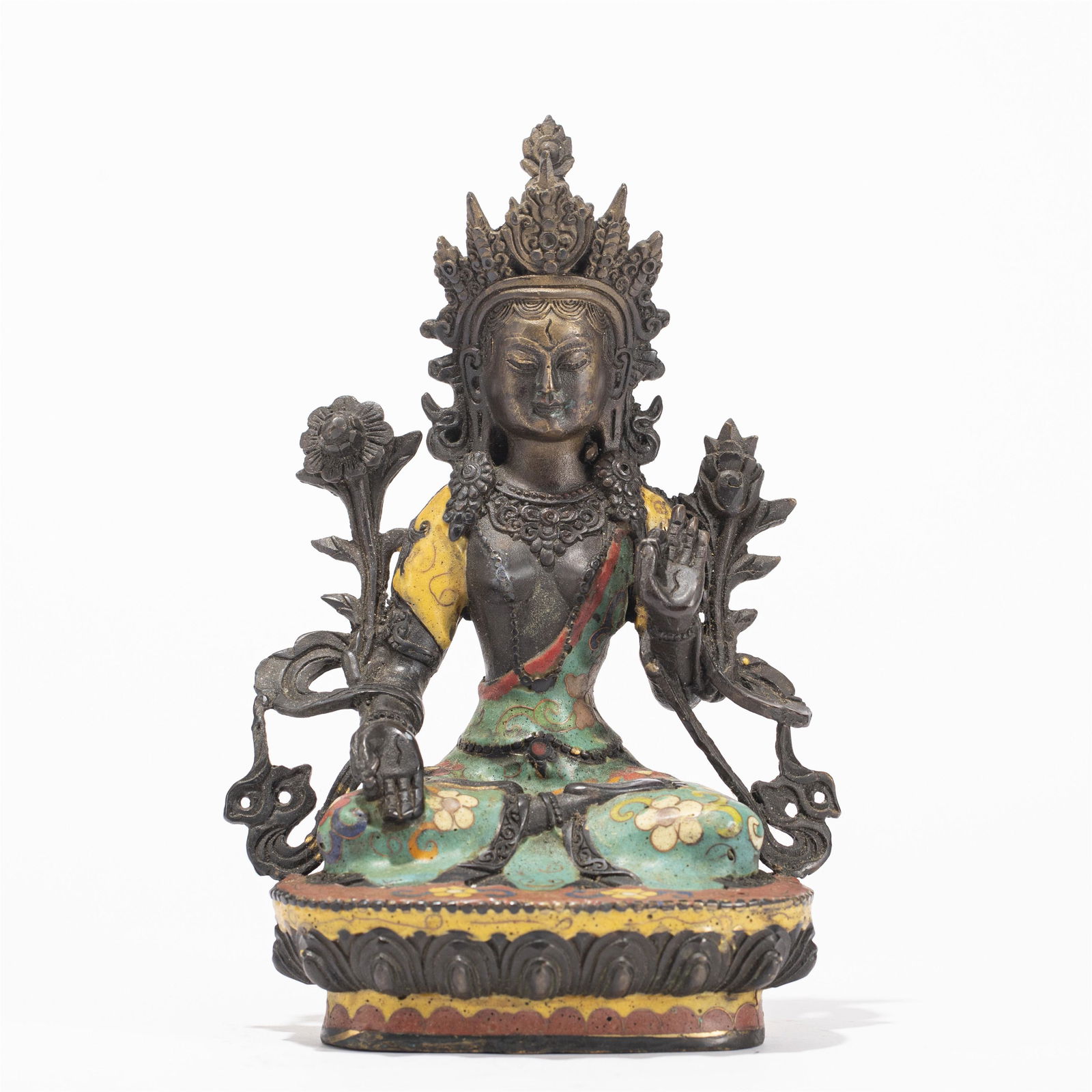 A CHINESE CLOISONNE FIGURE OF BUDDHA STATUE (1 of 10)