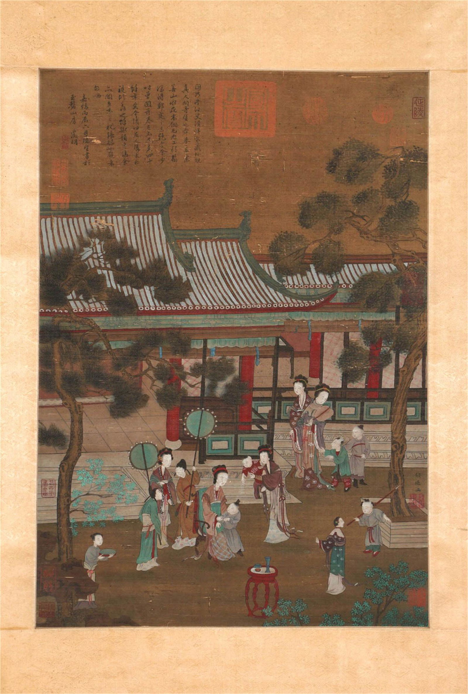 A CHINESE PAINTING OF FIGURE STORY: Image only size 76 cm by 54 cm.