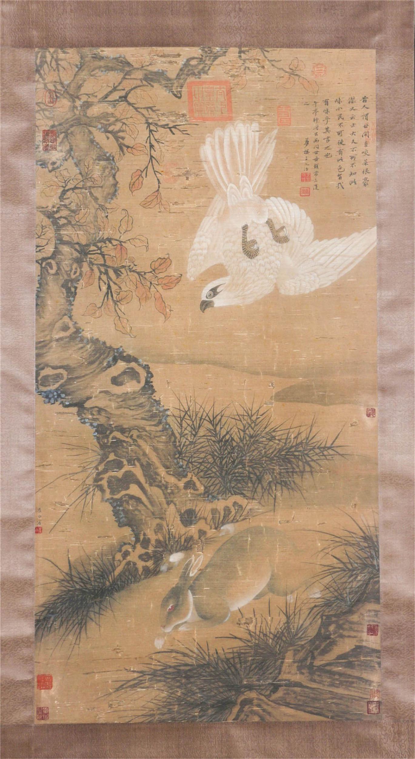 A CHINESE PAINTING OF EAGLE HUNTING RABBIT (1 of 8)