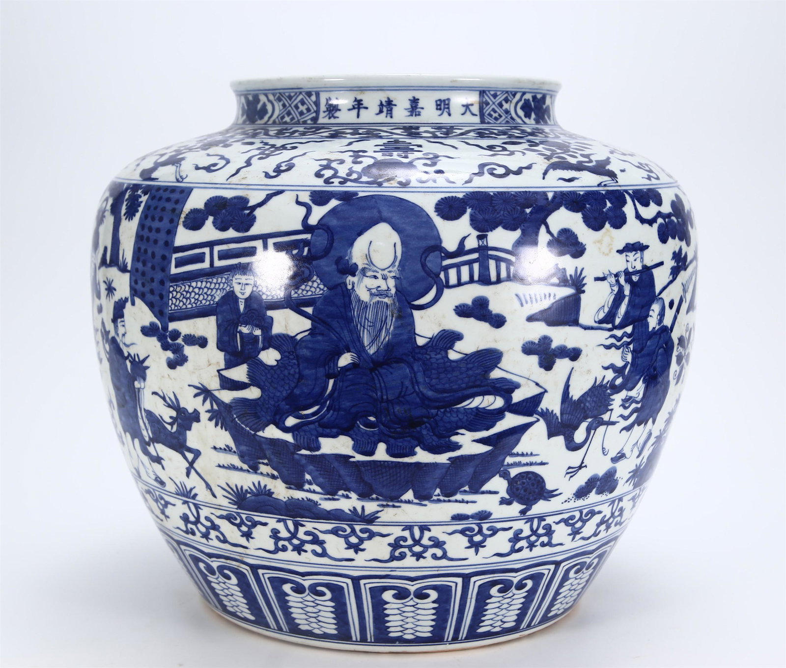 A CHINESE BLUE AND WHITE PORCELAIN FIGURE STORY JAR (1 of 9)