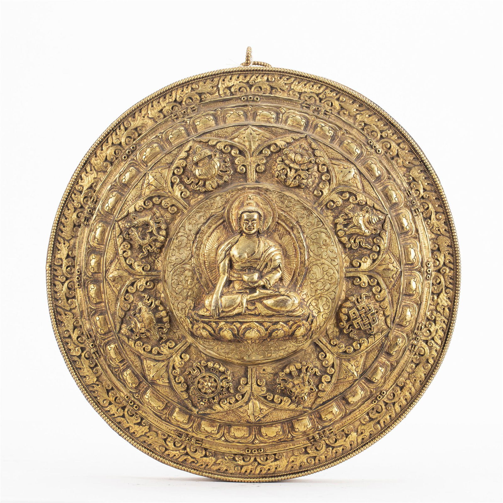 A CHINESE GILT BRONZE BUDDHIST PLAQUE (1 of 7)