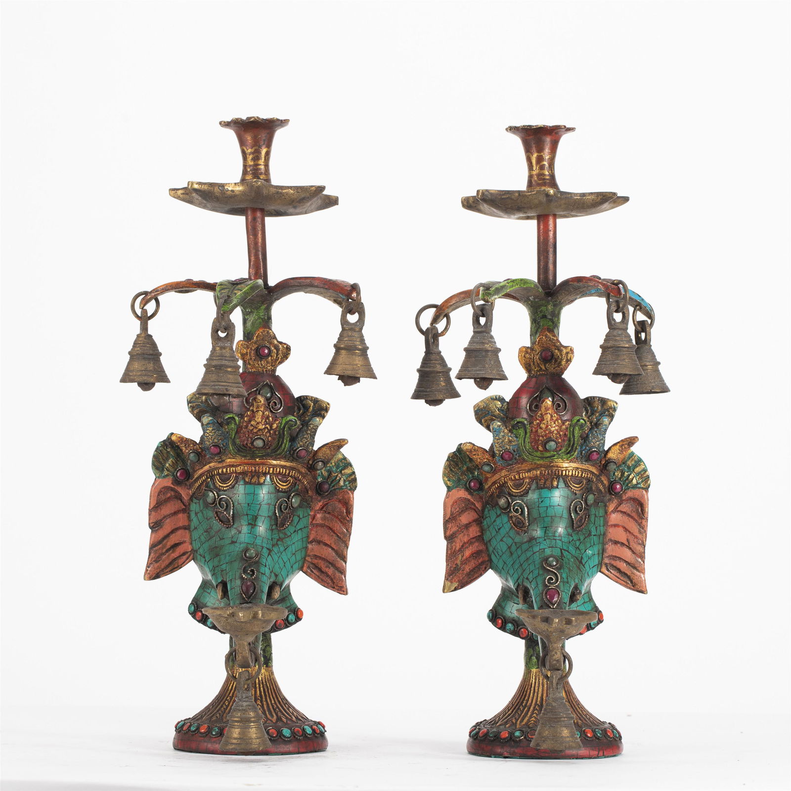 A PAIR OF CHINESE GILT BRONZE CANDLE HOLDER (1 of 6)