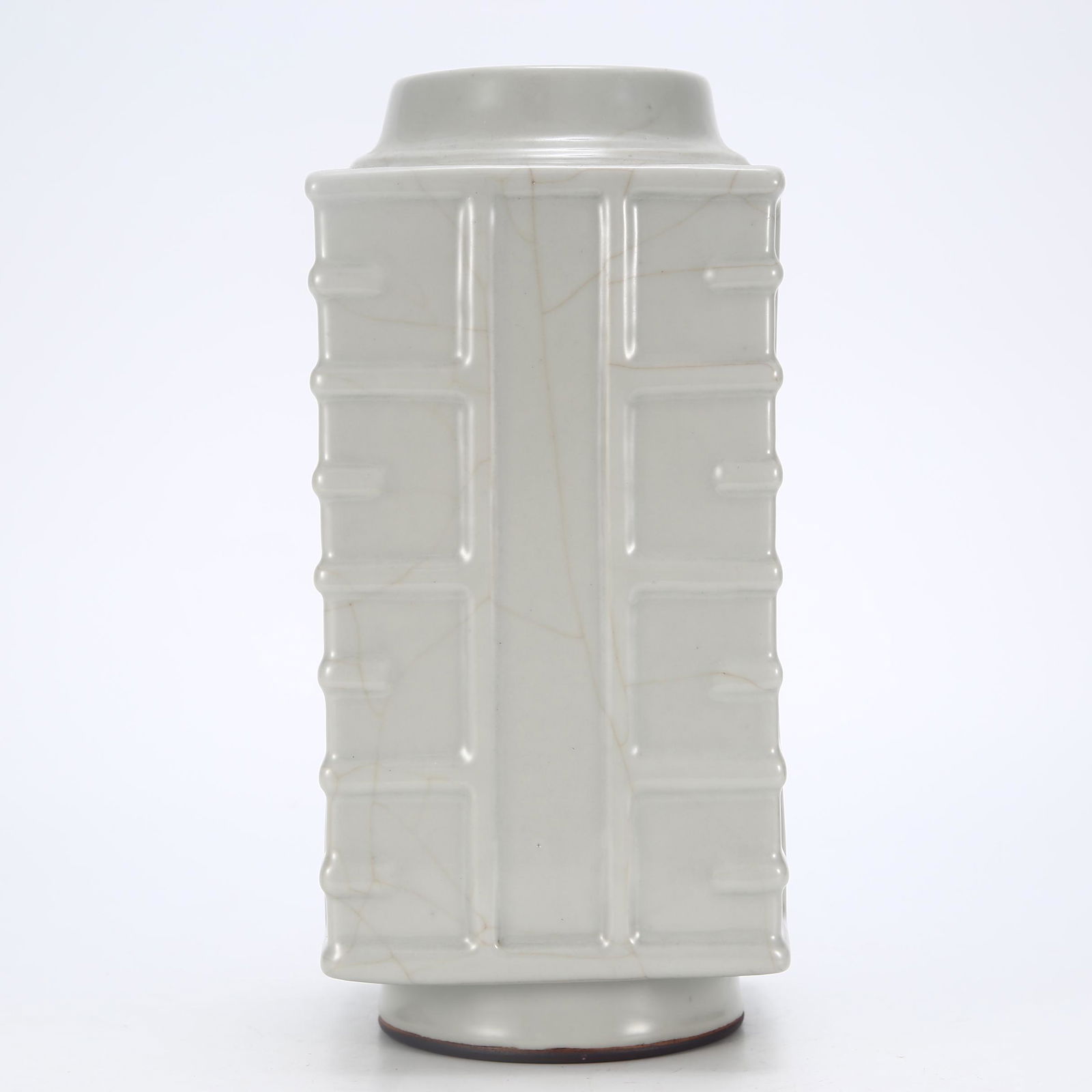 A CHINESE GUAN TYPE GLAZE PORCELAIN SQUARE CONG STYLE VASE (1 of 9)