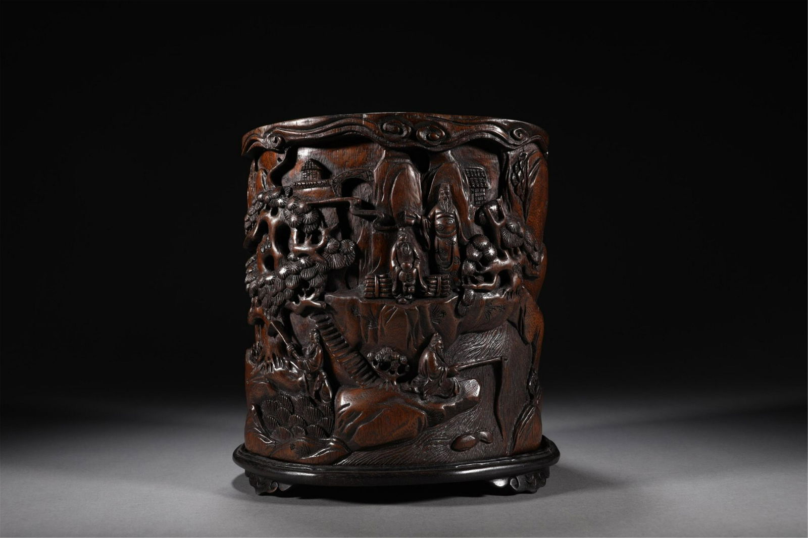 A CHINESE CHENXIANG FIGURE STORY BRUSH POT (1 of 9)