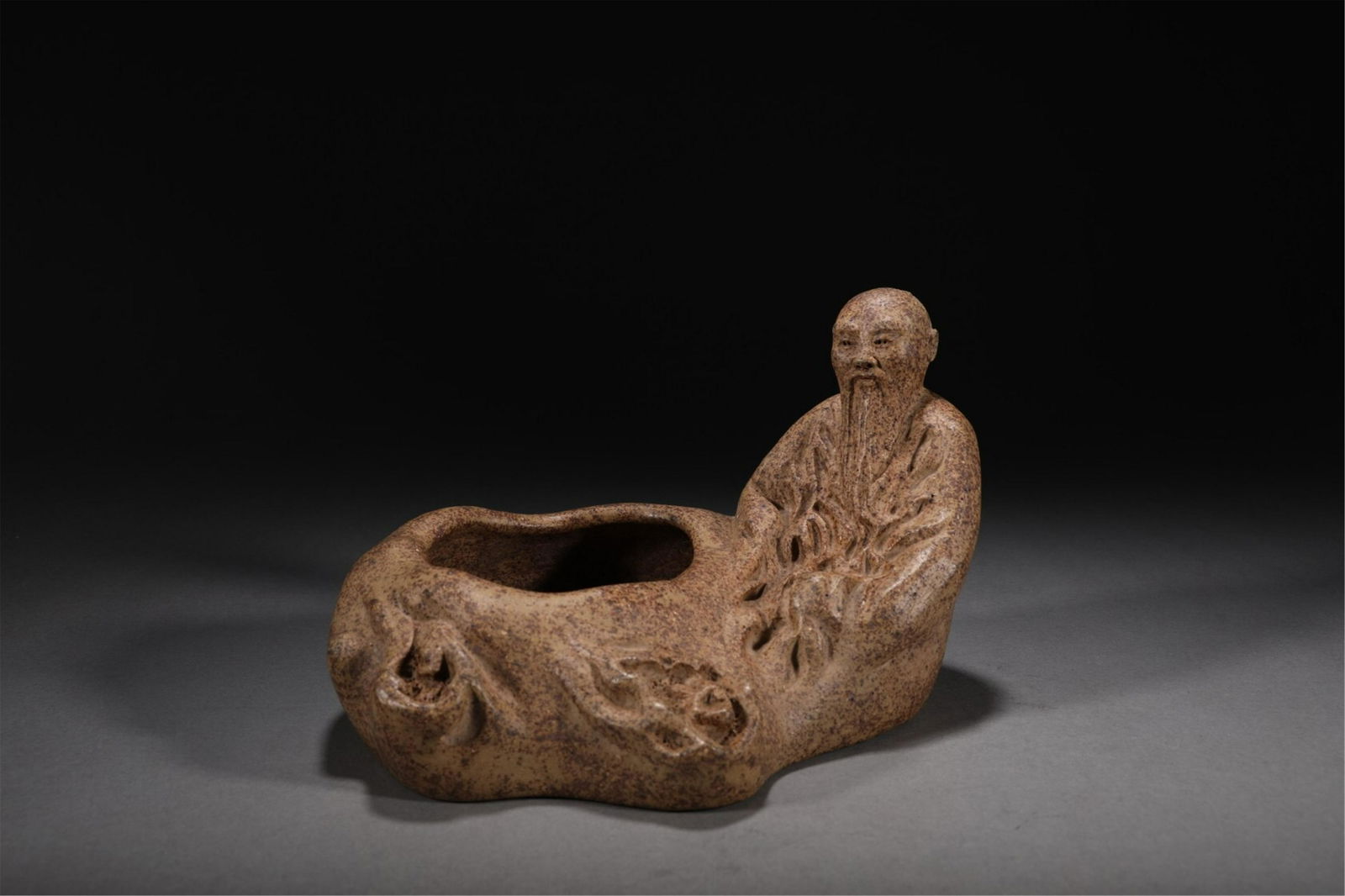 A CHINESE ZISHA CLAY FIGURE STORY BRUSH WASHER (1 of 9)
