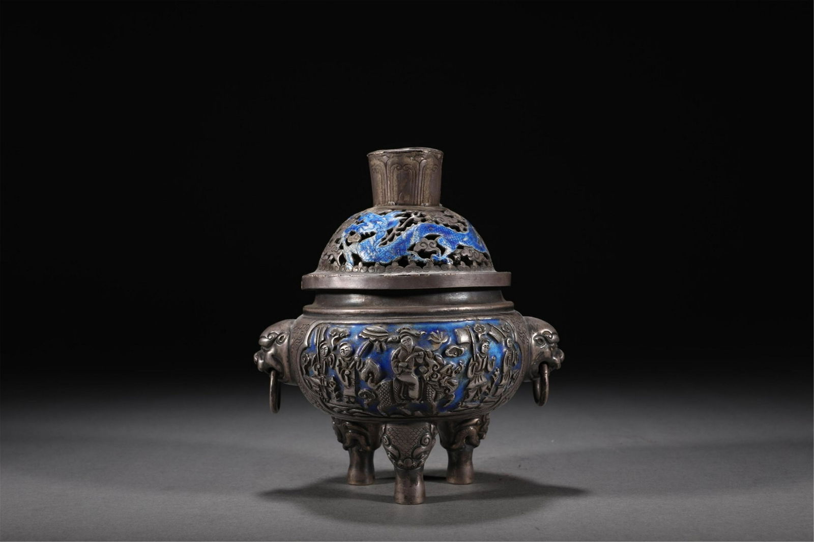 A CHINESE SILVER FIGURE STORY CENSER (1 of 9)