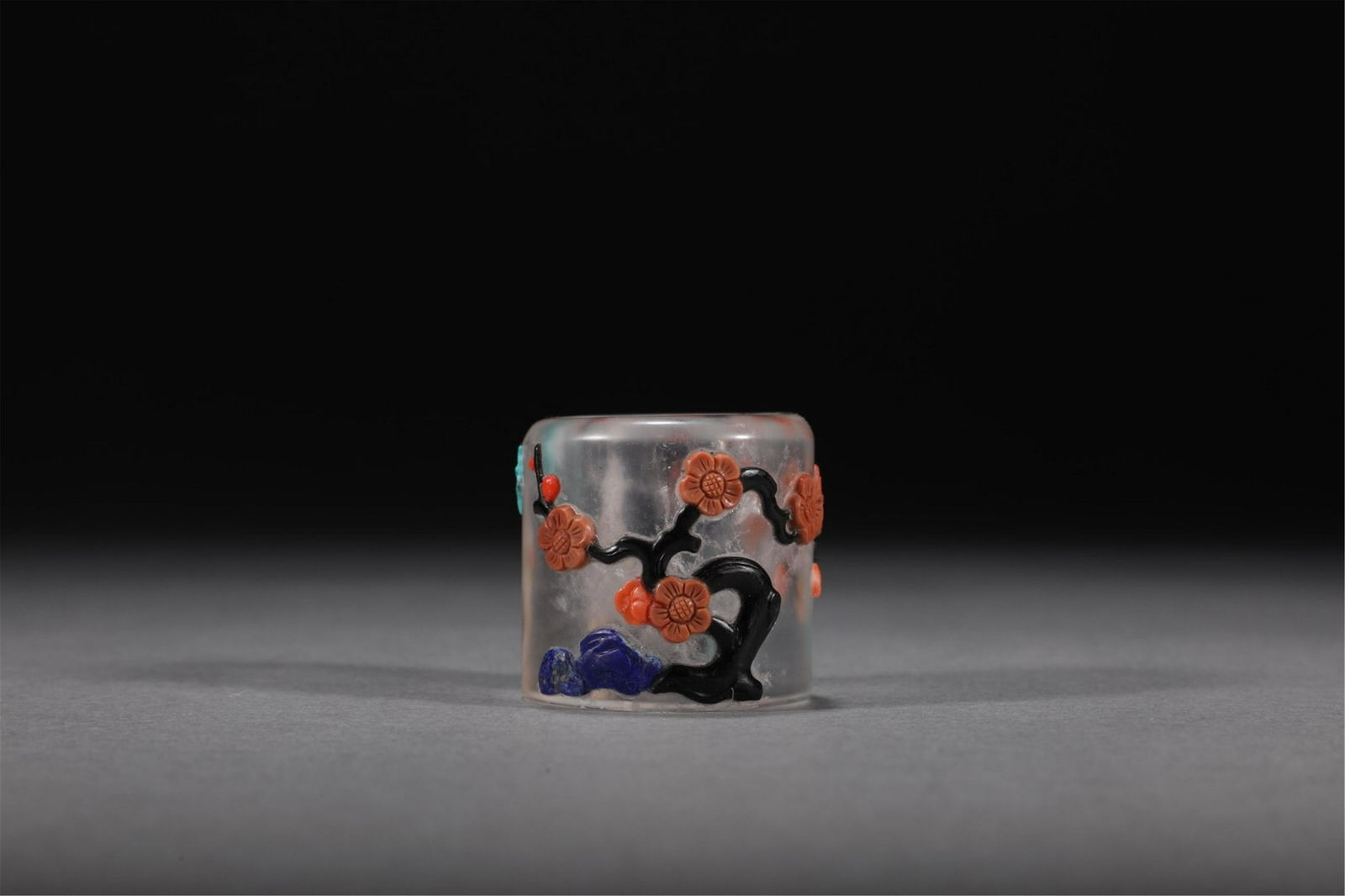 A CHINESE CRYSTAL INLAID GEMSTONES FIGURE STORY ARCHER'S RING (1 of 6)