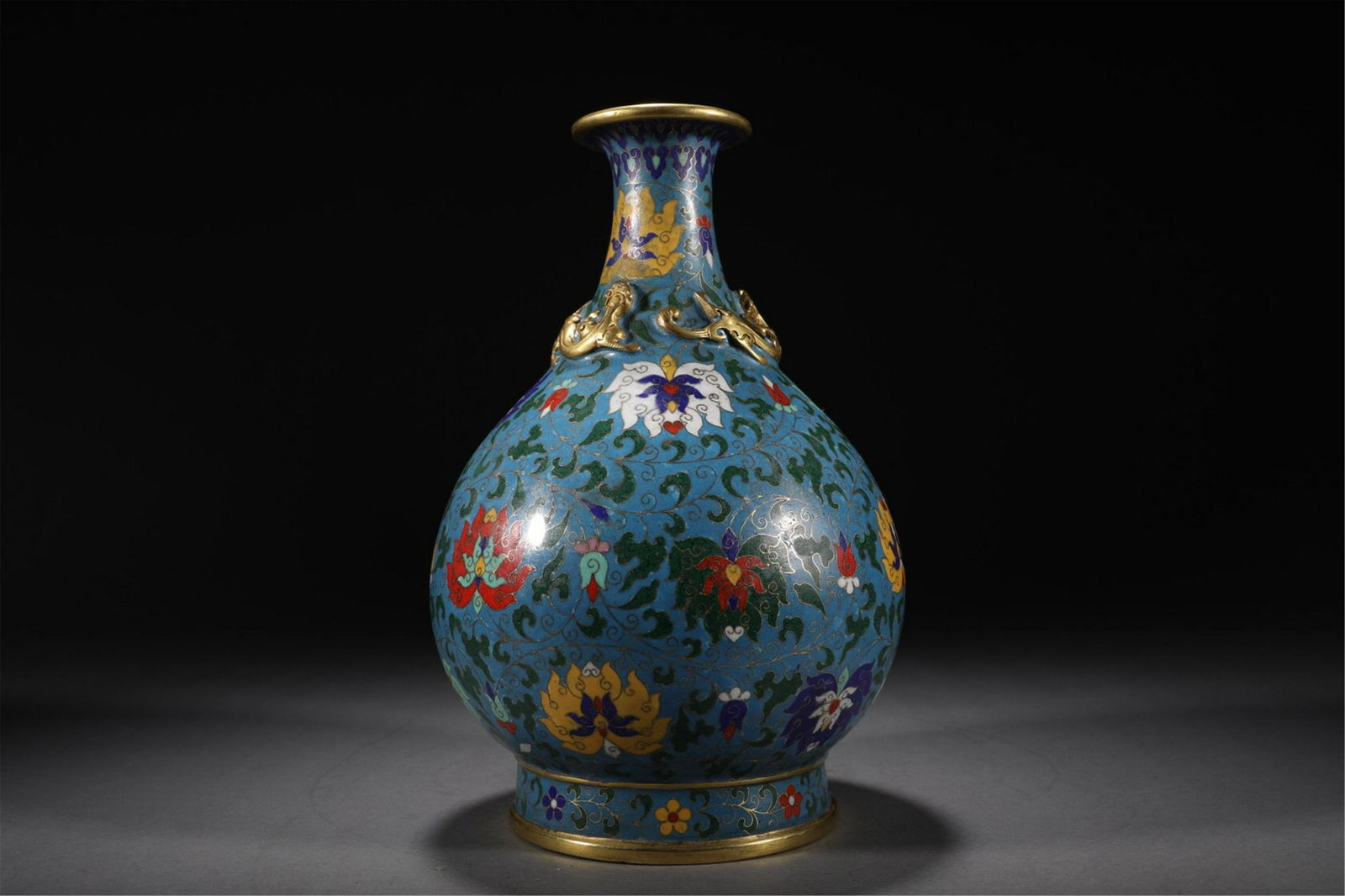 A CHINESE CLOISONNE DRAGON LOTUS FLOWERS VIEWS VASE (1 of 9)