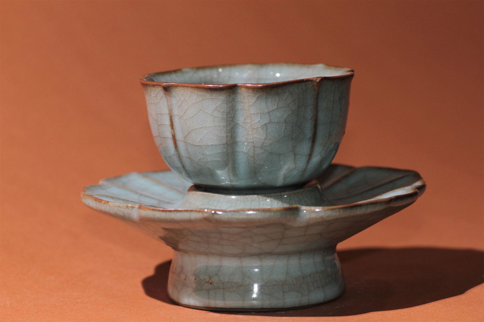 A Set of Chinese Ge Type Porcelain Cup and Saucer (1 of 7)