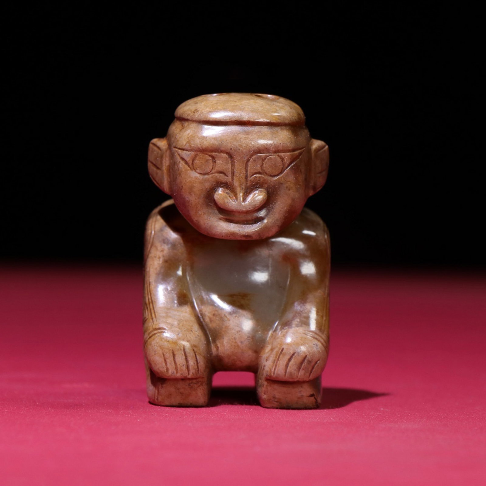 A Chinese Carved Jade Figure: Ht. 66mm, Wd. 41mm, Th. 40mm, Wt. 170g