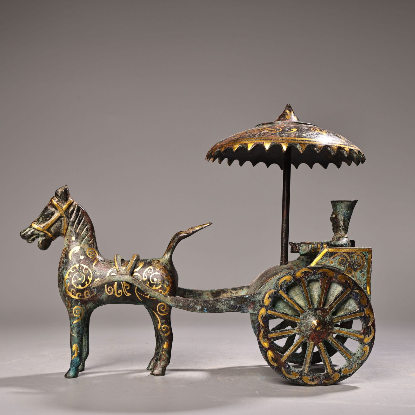 A Chinese Gilt Bronze Carriage
