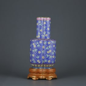 A Chinese Blue and Gold Enamel Glazed Porcelain Double Vase