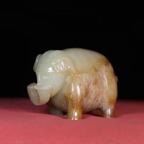 A Chinese Carved Jade Elephant Statuette
