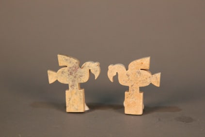 A Pair of Chinese Carved Jade Bird Pendants