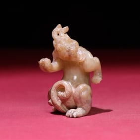A Chinese Carved Jade Bear Statuette
