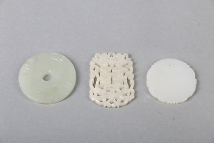 Set of Three Pieces Chinese Jade Pendants