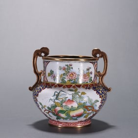 A Chinese Enamel Glazed Bronze Incense Burner