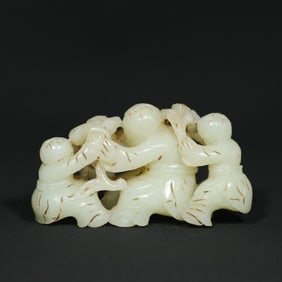 A Chinese Carved Jade Boys Statuette