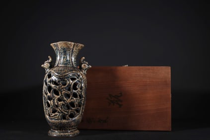 A Chinese Brown Glazed Porcelain Vase