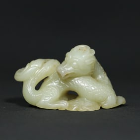A Chinese Carved Jade Dragon Decoration