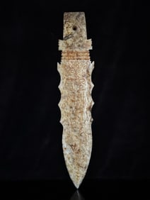 A Chinese Carved Jade Foo-Dog Pattern Sword