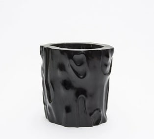 A Chinese Carved Hardwood Brush Pot