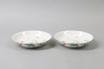 Pair of Chinese Famille-Rose Porcelain Plates