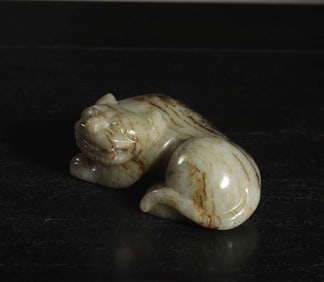 A Chinese Carved Jade Tiger Statuette