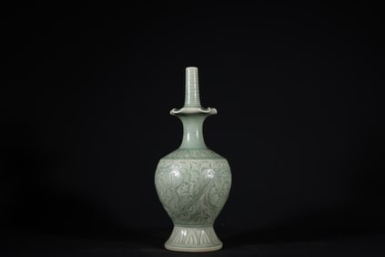 A Chinese Yaozhou-Type Celadon Glazed Porcelain Vase