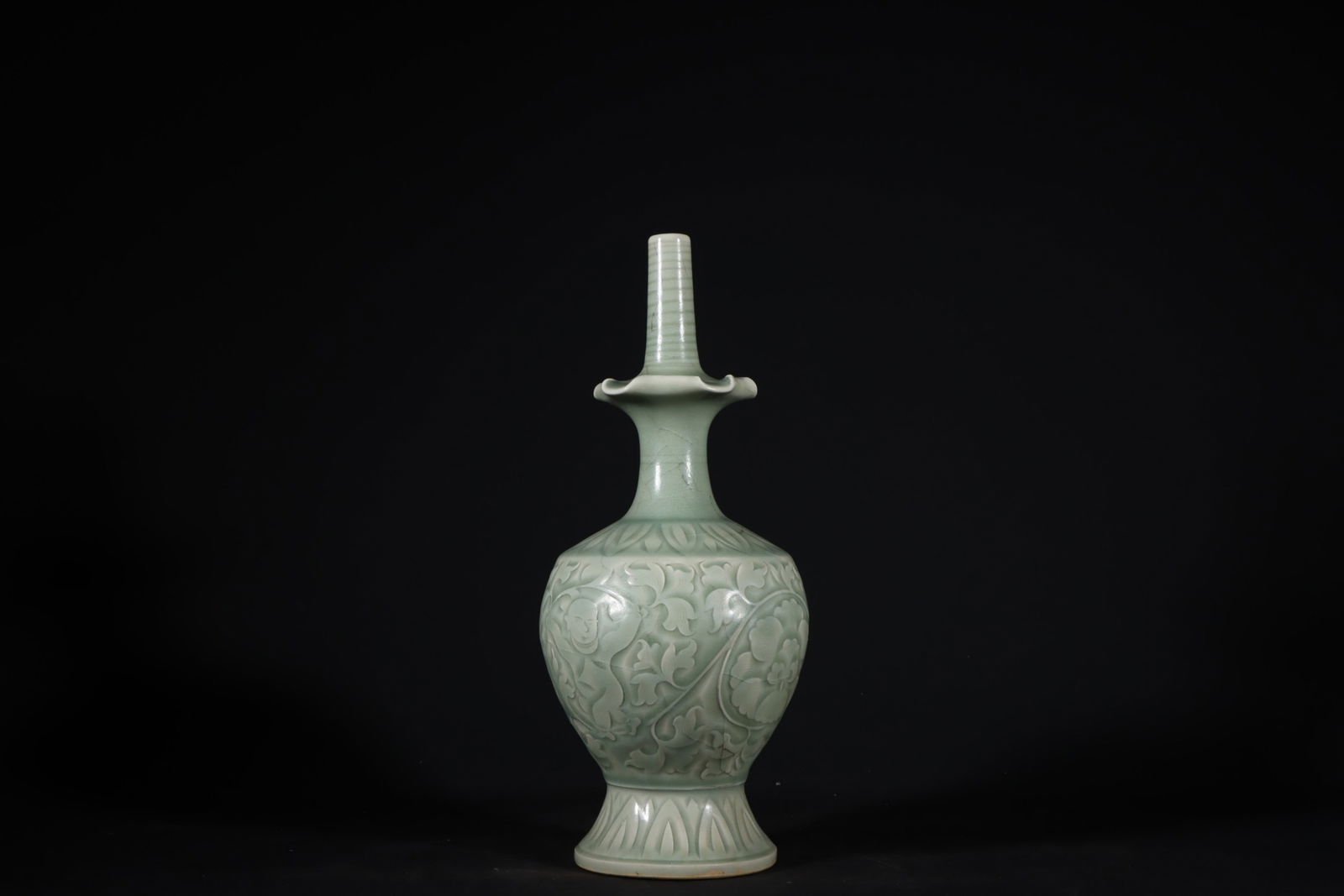 A Chinese Yaozhou-Type Celadon Glazed Porcelain Vase