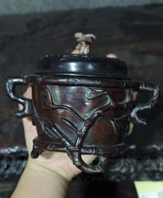 A Chinese Carved Bamboo Incense Burner