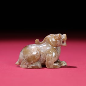 A Chinese Carved Jade Tiger Statuette