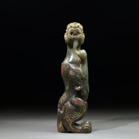 A Chinese Carved Jade Dragon Statuette