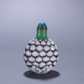 A Chinese Carved Peking Glass Enamel Glazed Snuff Bottle