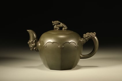 A Chinese Carved Yixing Clay Tea Pot