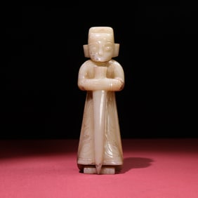 A Chinese Carved Jade Figure of Officer