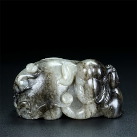 A Chinese Carved Jade Elephant Statuette