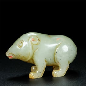 A Chinese Carved Jade Bear Statuette