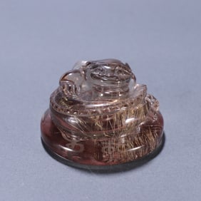 A Chinese Carved Rock Crystal Foo-Dog Handle Seal