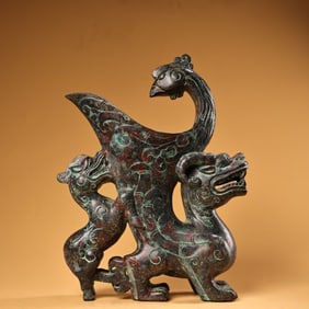 A Chinese Bronze Foo-Dog Cup