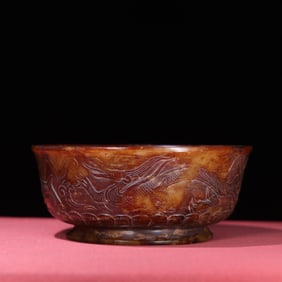 A Chinese Carved Jade Dragon Bowl