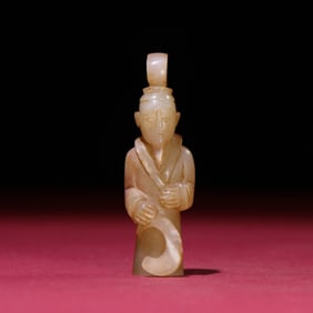 A Chinese Carved Jade Figure of Officer