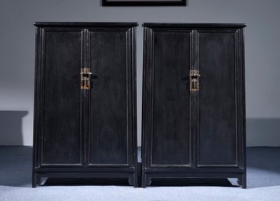 A Pair of Chinese Carved Hardwood Cabinets