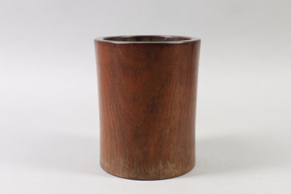 A Chinese Carved Wood Brush Pot