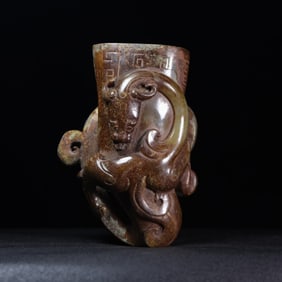 A Chinese Carved Jade Dragon Cup