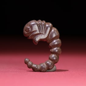 A Chinese Carved Jade Silkworm Pupa Pendant