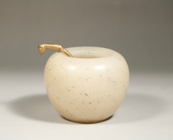 A Chinese Carved Stone Apple-Shape Water Pot