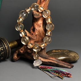 A Chinese Carved Rock Crystal Prayers Beads